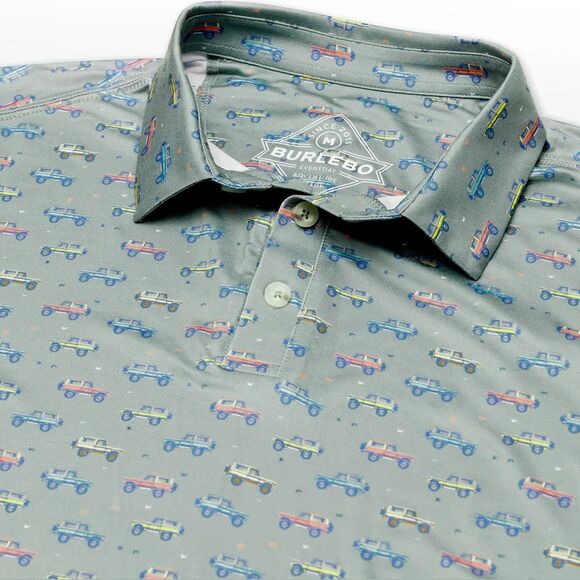 Burlebo Performance Polo Shirt Vintage Cruiser AOP Mens 2XL Stretch Golf UPF - Picture 1 of 14